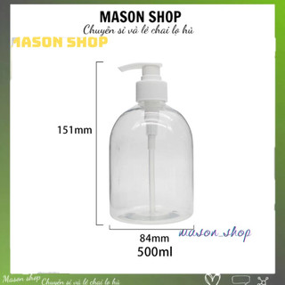 Chai Nhựa Có Vòi Nhấn Giọt Xịt Phun Sương 500Ml Đựng Sữa Tắm Xà Phòng Dầu Gội🍀 Lọ Trong Suốt Giá Rẻ 🍀 Vỏ Chai Pet Giá Sỉ