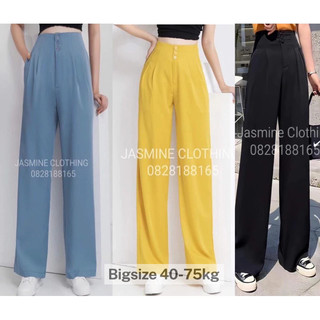 Quần ống suông rộng cạp cao 3 cúc - quần ống rộng culothes cạp cao 3 cúc-mã 888