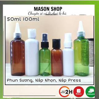 Lọ Chiết Mỹ Phẩm Xịt Phun Sương/Nắp Bật Nhấn/Nhọn 50Ml/100Ml Vỏ Bình Chai Nhựa Pet Trắng/Nâu/Xanh Lá Dạng Vòi Xịt
