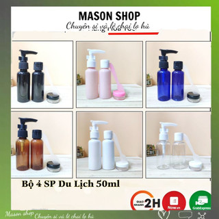 Bộ Chiết Mỹ Phẩm Du Lịch 4 Món Giá Rẻ - Set Chai Lọ Nhựa Pet Sang Chiết Mĩ Phẩm Giá Sỉ