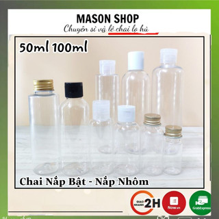 Lọ Chiết Mỹ Phẩm Nắp Bật Nhấn/Nhôm 50Ml/100Ml Vỏ Bình Chai Nhựa Pet Trong Suốt Giá Sỉ Rẻ