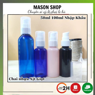 Lọ Chiết Mỹ Phẩm Dạng Xịt Nhấn Giọt 50Ml 100Ml / Vỏ Chai Nhựa Pet Nhỏ Xanh Hồng Đen Nắp Nhấn Mini Đẹp