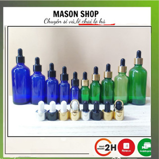 Lọ Đựng Tinh Dầu Thủy Tinh Bóp Nhỏ Giọt 10Ml 20Ml 30Ml 50Ml 100Ml Vỏ Chai Chiết Serum Mỹ Mĩ Phẩm Xanh Dương/Xanh Lá