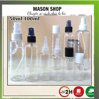 Lọ Chiết Mỹ Phẩm Xịt Phun Sương/Nắp Bật Nhấn/Nhọn 50Ml/100Ml Vỏ Bình Chai Nhựa Pet Trong Suốt Dạng Vòi Xịt