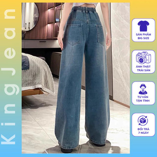 Quần Jean Nữ Ống Suông Rộng Lưng Thun Lưng Cao Hách Dáng Bigsize 55-90kg MS71 Thời Trang KingJean