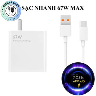 Bộ Sạc Nhanh 67W MAX, Sạc nhanh Flash Charging chân type C Bảo Hành 12T Lỗi Đổi 1-1