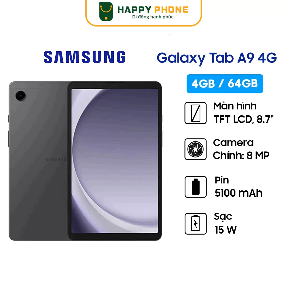 Máy Tính Bảng Samsung Galaxy Tab A9 4G - Hàng Chính Hãng, Mới 100%, Nguyên seal