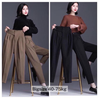 Quần baggy nữ 2 khuy lệch cạp cao lưng chun- Quần tây âu công sở 2 khuy lệch chất đẹp-Mã 236