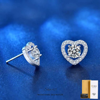 Bông tai kim cương Moissanite nụ trái tim chứng nhận GRA 5li