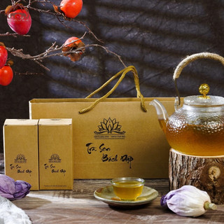 Trà sen bách diệp set quà 5 búp trà - mẫu túi hộp vintage - thơm, đậm vị trà, không gây mất ngủ