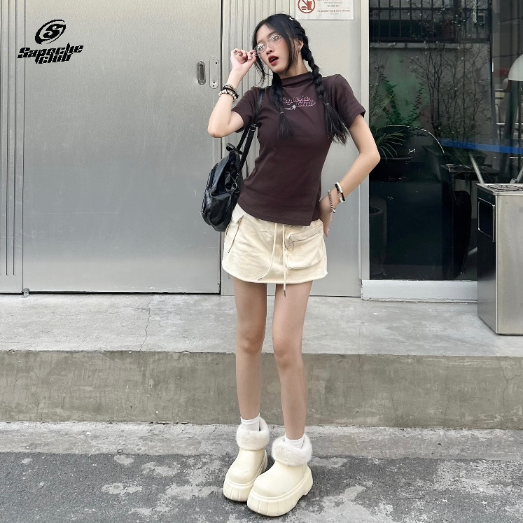 𝐓𝐞𝐞 SAPOCHE // Áo Thun Khoét Lưng Thiết Kế Thời Trang Nữ