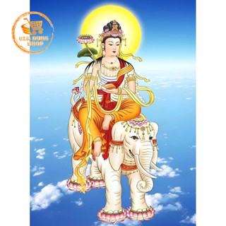 Phổ Hiền Bồ Tát - Tranh Đính Đá 5D Tự Hoàn Thành Kích thước 30x40Cm - Tranh Gắn Đá Hình Phật - DIY