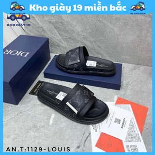 Dép quai ngang nam LV_Dép da nam cao cấp quai dán sang trọng trẻ trung hot 2024