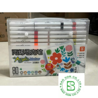 Bút màu acrylic marker 80 màu, Bút acrylic marker 80 màu (tặng kèm 2 cây theo hộp là 82 cây bút)