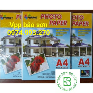 Giấy in ảnh A4 1 mặt bóng (100 tờ/xấp), giấy in ảnh parot