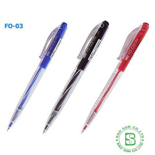 Bút bi fo 03, combo 1 hộp bút fo-03 mực xanh