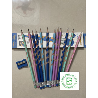 Bút chì 2b, Hộp 12 cây bút chì định vị tặng kèm đồ chuốt
