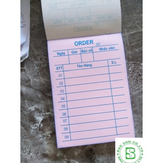 Giấy oder, giấy cùi xé 2 liên, Combo 100 cuốn order 2 liên 7x10, giấy ghi order