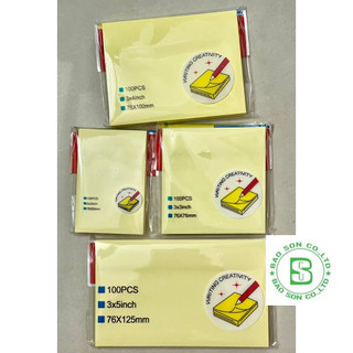 Giấy ghi chú, giấy note, giấy ghi nhớ vàng kích thước 3x2, 3x3, 3x4, 3x5 xấp 100 tờ