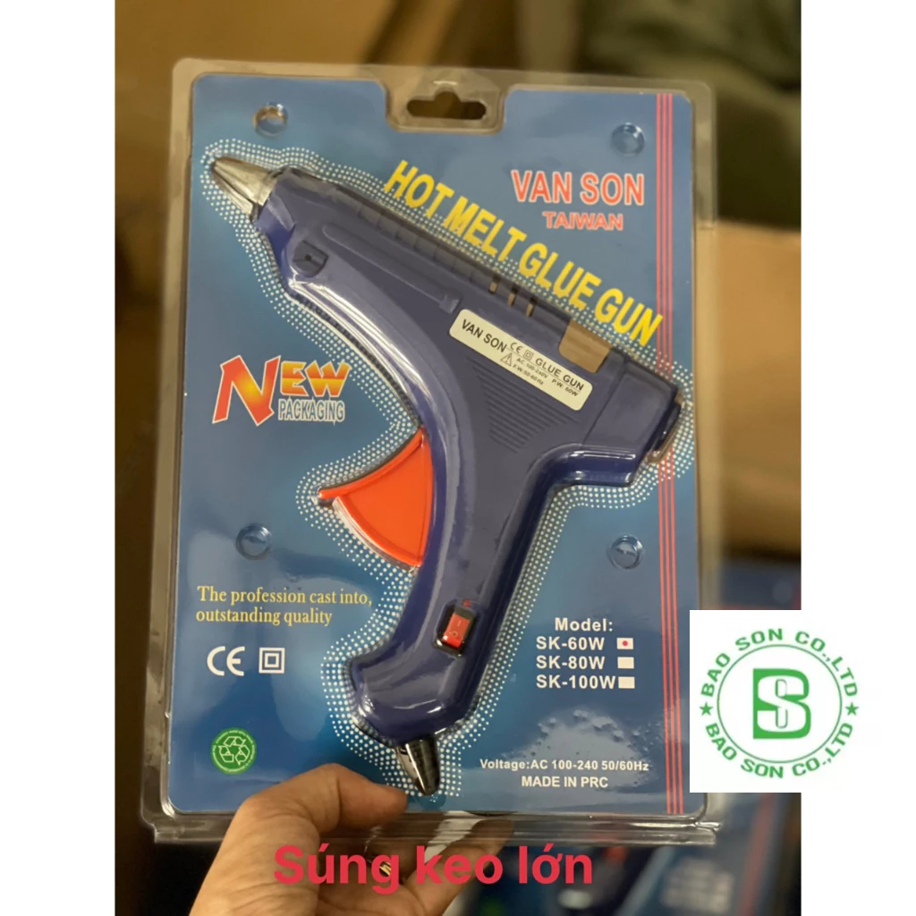 Máy bắn keo silicon lớn 60W, súng bắn keo lớn 60W dùng cho keo nến lớn tặng kèm 1 cây keo nến