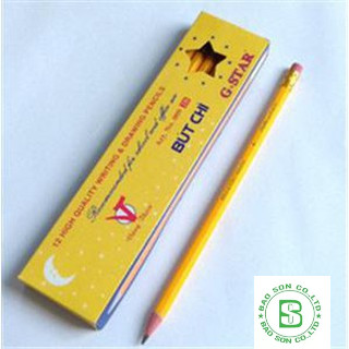 1 cây bút chì gỗ 2b thân vàng gstar có gôm