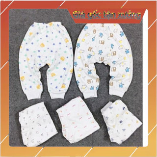 Quần dài đáp đũng trắng bé sơ sinh chất cotton mềm