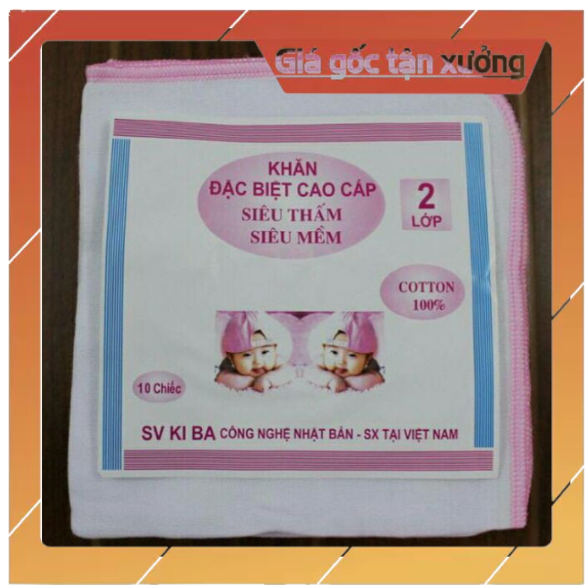 Khăn sữa kiba 2 lớp siêu mềm (10 chiếc)