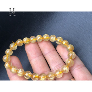 Vòng tay đá thạch anh tóc vàng 8mm hanmynghe