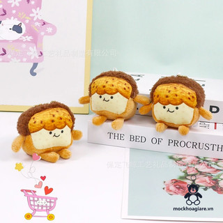 Móc khóa treo balo, móc chìa khóa nhồi bông bánh mỳ ngọt kute