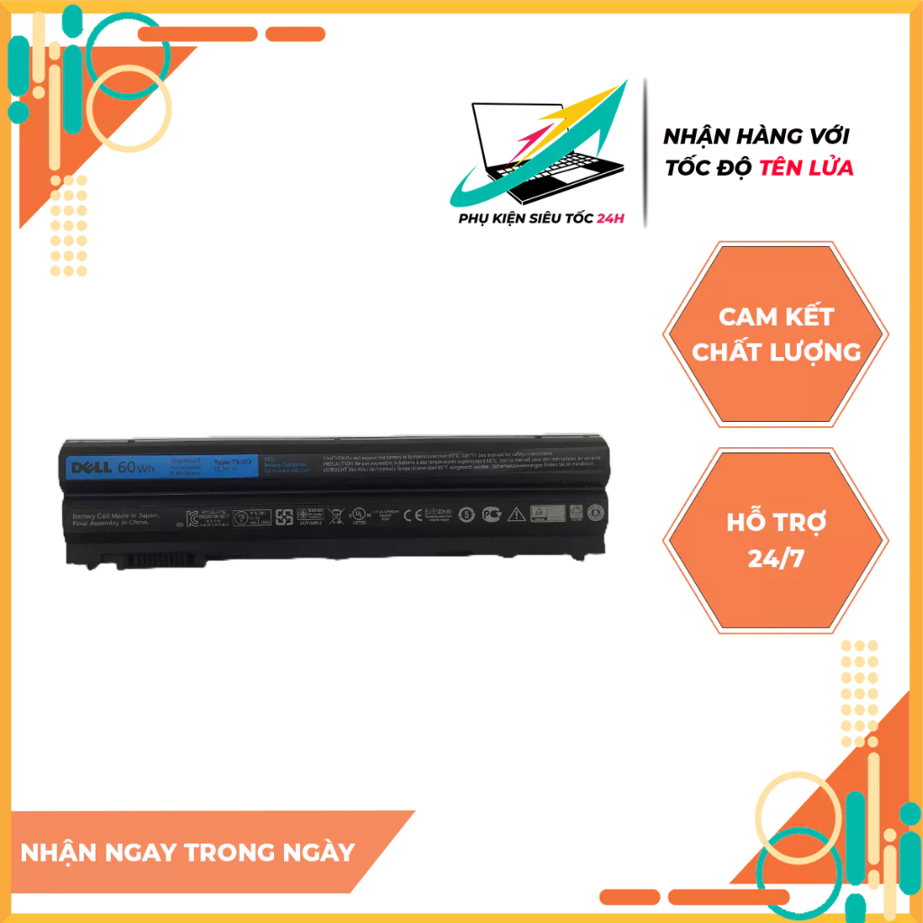 Pin Laptop Dell Latitude E6430 E6420 E6440 E6520 E6540 5420 3360 E5420 E5430 E5520 E5530 Vostro 3460 3560 Zin Mới 100%
