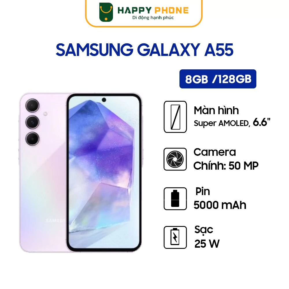 Điện thoại Samsung Galaxy A55 5G - Hàng Chính Hãng, Nguyên seal, Bảo Hành 12 Tháng