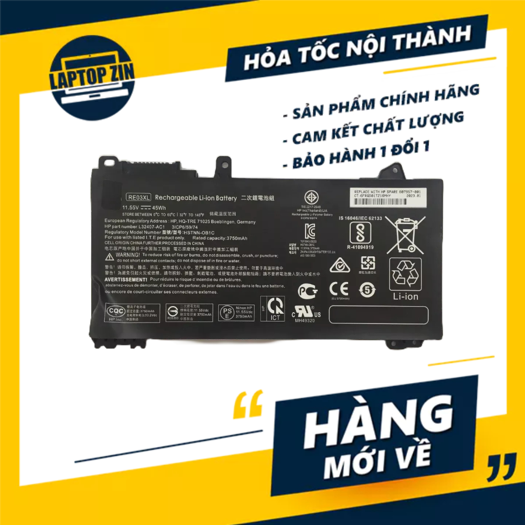 [HOT] Pin Laptop HP 430 G6, 440 G6, 445 G6, 450 G6, RE03XL