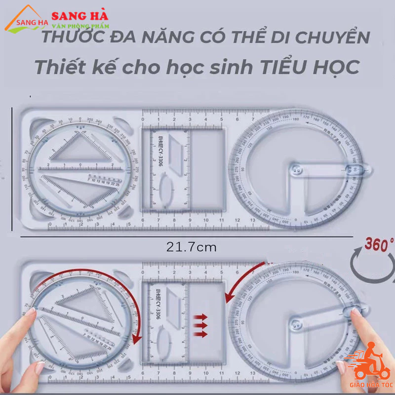 Thước Kẻ Đa Năng Hình Học Xoay 360 Độ CY-3306