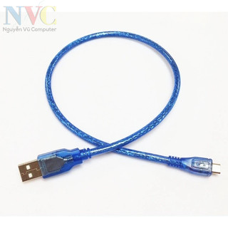 Cáp chuyển dữ liệu mini usb/ micro usb sang usb 2.0 màu xanh trong suốt 30cm