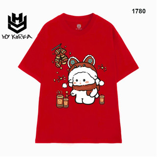 Áo thun Tết HY KOREA Màu đỏ vải cotton 100% Phom Rộng Uniex 1780