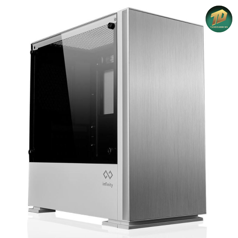Vỏ thùng máy tính Infinity Eclipse M – Tempered Glass Case - Micro-ATX - Màu Bạc - ( tặng kèm 1 fan Kaze )