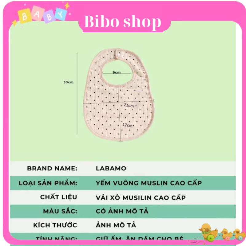 Yếm Xô Vuông U Muslin , Yếm Xô Organic Cao Cấp Cho Bé