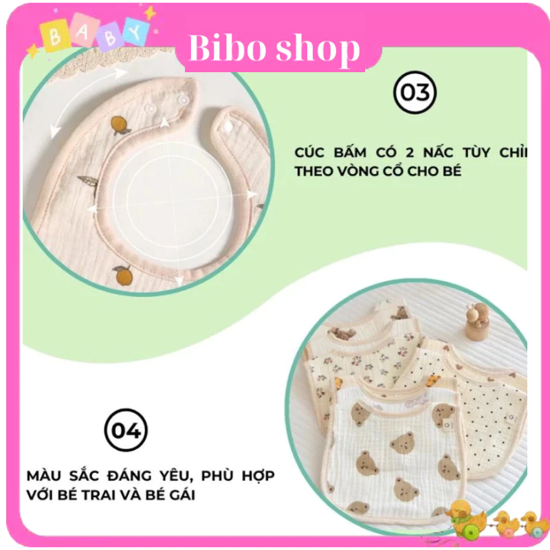 Yếm Xô Vuông U Muslin , Yếm Xô Organic Cao Cấp Cho Bé