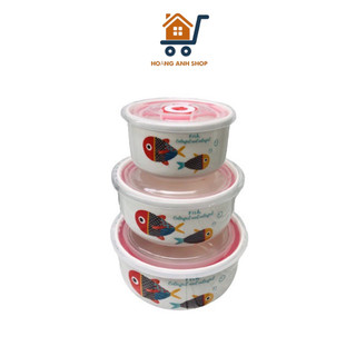 Bộ 3 Thố Sứ Tô Sứ Có Nắp Hút Chân Không - 3 Size Lớn Nhỏ - Đựng Thực Phẩm, Đồ Ăn Tủ Lạnh - Giao Mẫu Ngẫu Nhiên