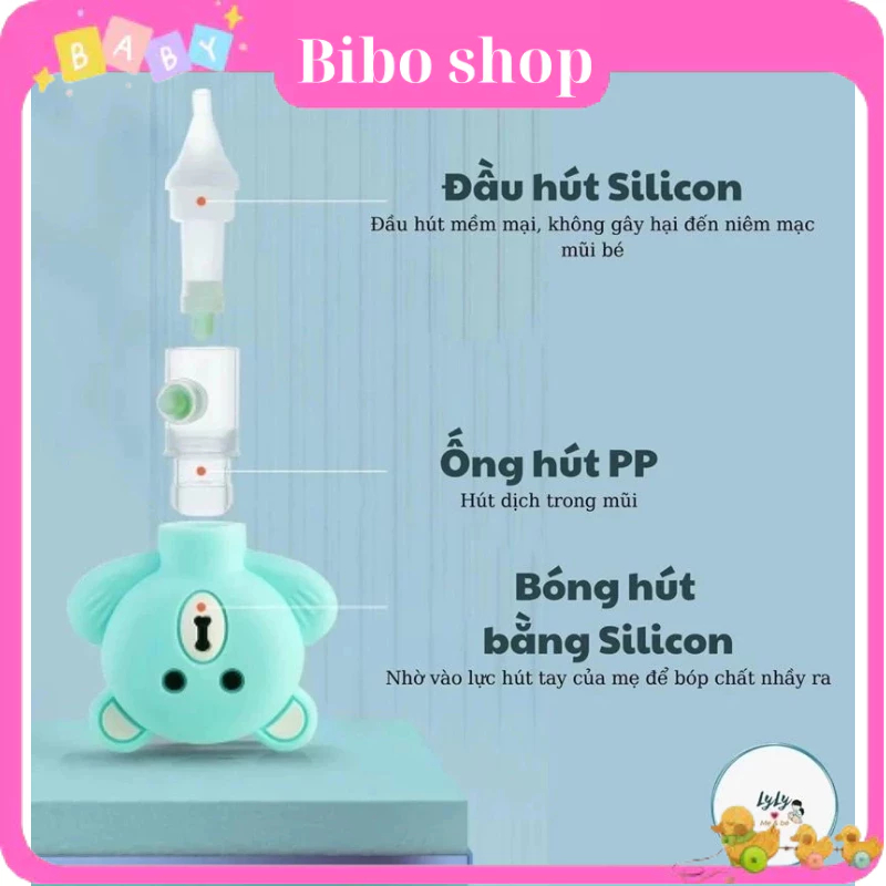 Dụng Cụ Hút Mũi Silicon Mềm Mại Cho Bé Hình Gấu