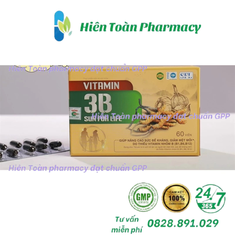 Viên uống Vitamin 3B B1-B6-B12 SUN FOR LIFE Hộp 60 viên