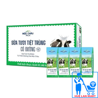Sữa Tươi Tiệt Trùng Mộc Châu Có Đường Thùng 48 Hộp x 180ml