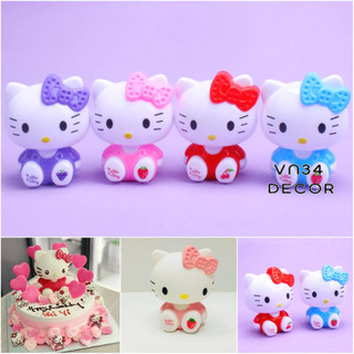 COMBO 10 Mèo Hello Kitty trang trí bánh kem, phụ kiện trang trí bánh, mèo kitty