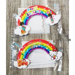 Túi 10 topper cầu vồng trang trí bánh kem, trang trí bánh sinh nhật, hình cắm cầu vồng