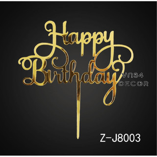 Túi 10 thẻ cắm Meka  Happy Birthday trang trí bánh kem, hình cắm meka trang trí