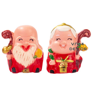 Cặp Ông Bà Lộc Thọ trang trí bánh kem, trang trí nhà cửa , topper cake