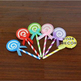 Set 6 kẹo mút giấy - Trang trí bánh kem, trang trí bánh Gato, trang trí bánh kem, trang trí bánh sinh nhật