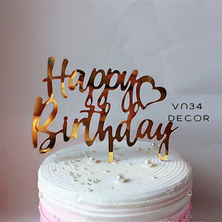 Túi 10 thẻ cắm meka TIM HBD trang trí bánh kem, hình cắm meka trang trí