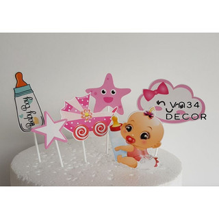 Set cắm Giấy Baby Girl - Trang trí bánh kem, trang trí bánh Gato, trang trí bánh kem, trang trí bánh sinh nhật