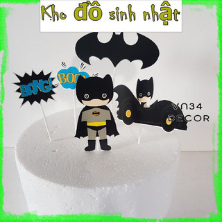 Set cắm Giấy Bat Man, Người Dơi trang trí bánh kem, hình cắm giấy trang trí